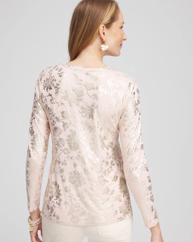 Touch of Cool Foiled Floral Layering Tee - image 3